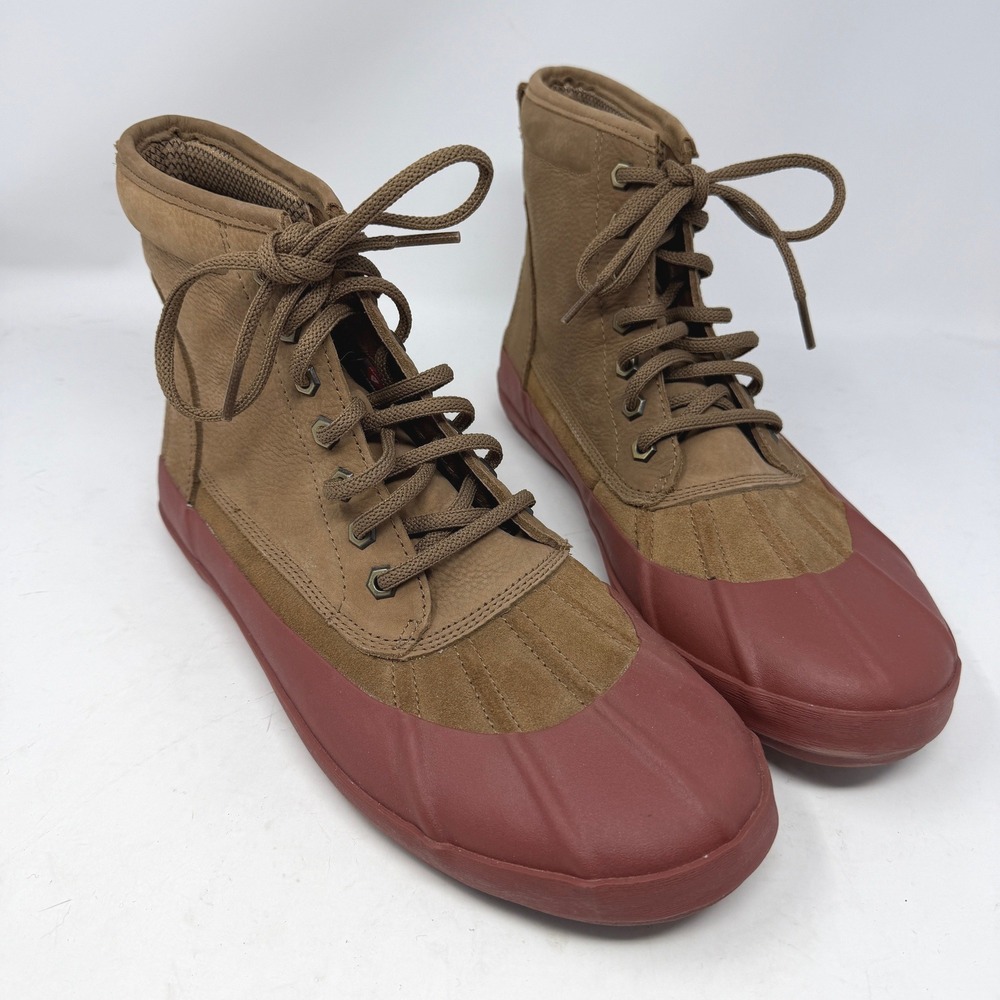 LL Bean Duck Boots Mens 10 Brown Red Excellent Leather Suede Lace Up Mid Top